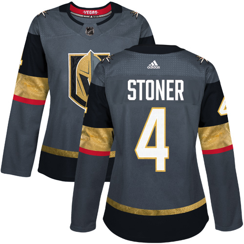 Adidas Vegas Golden Knights #4 Clayton Stoner Grey Home Authentic Women Stitched NHL Jersey->women nhl jersey->Women Jersey